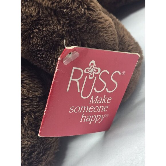 Russ Stuffed Plush Dark Chocolate Brown Puppy Dog Big Sad Eyes Wakely - Picture 13 of 14